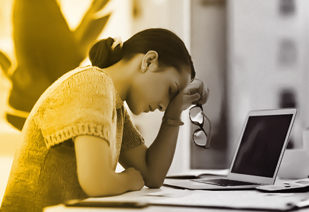 stressed female who needs to read quotes for stress