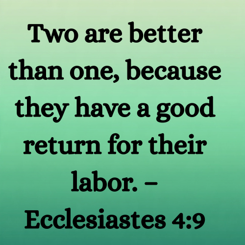 Two are better than one, because they have a good return for their labor. – Ecclesiastes 4:9