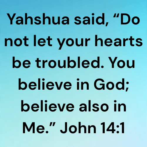 Yahshua said, “Do not let your hearts be troubled. You believe in God; believe also in Me.” John 14:1