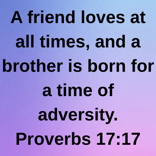 A friend loves at all times, and a brother is born for a time of adversity. Proverbs 17:17