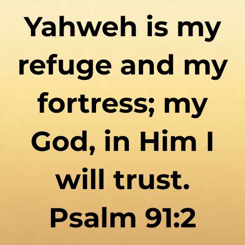 Yahweh is my refuge and my fortress; my God, in Him I will trust. Psalm 91:2
