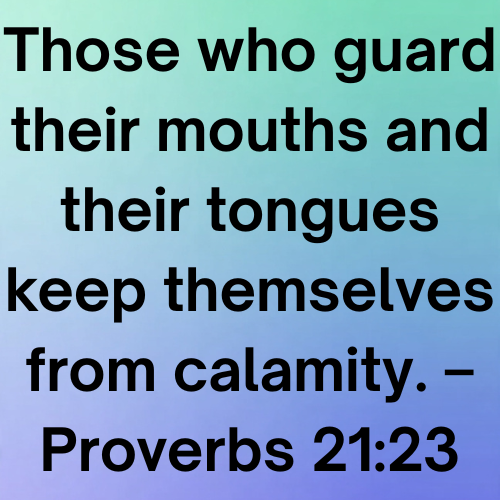 Those who guard their mouths and their tongues keep themselves from calamity. – Proverbs 21:23