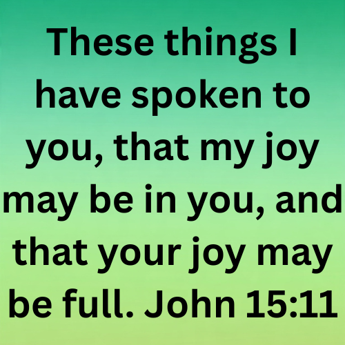 These things I have spoken to you, that my joy may be in you, and that your joy may be full. John 15:11