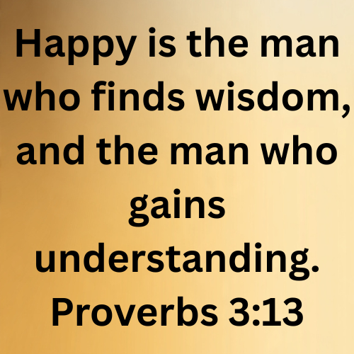 Happy is the man who finds wisdom, and the man who gains understanding. Proverbs 3:13