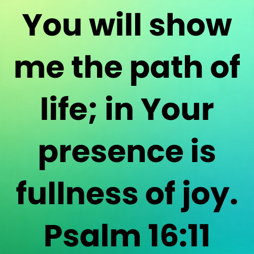 You will show me the path of life; in Your presence is fullness of joy. Psalm 16:11