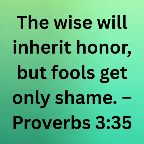 The wise will inherit honor, but fools get only shame. – Proverbs 3:35