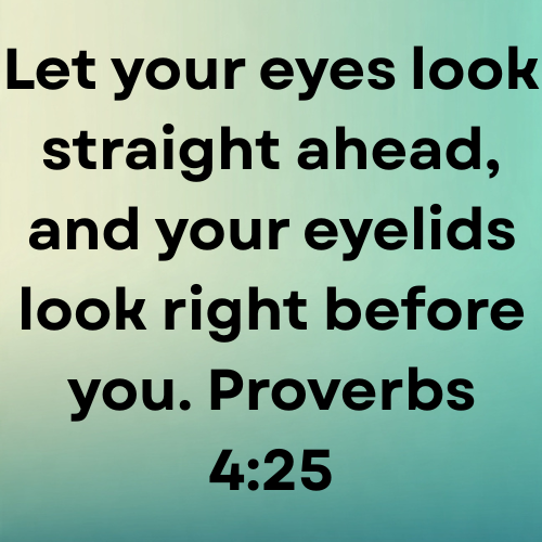 Let your eyes look straight ahead, and your eyelids look right before you. Proverbs 4:25