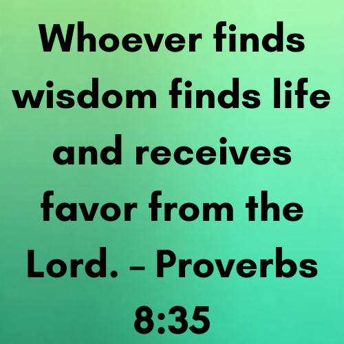 Whoever finds wisdom finds life and receives favor from the Lord. – Proverbs 8:35