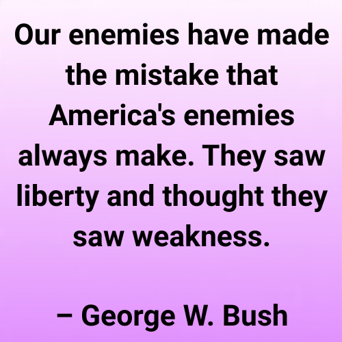 Our enemies have made the mistake that America's enemies always make. They saw liberty and thought they saw weakness