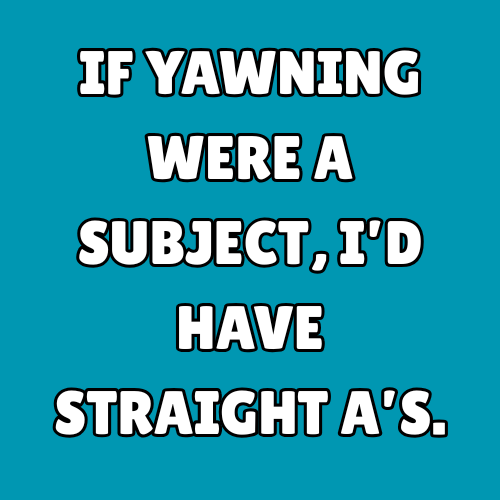 If yawning were a subject, I’d have straight A’s.