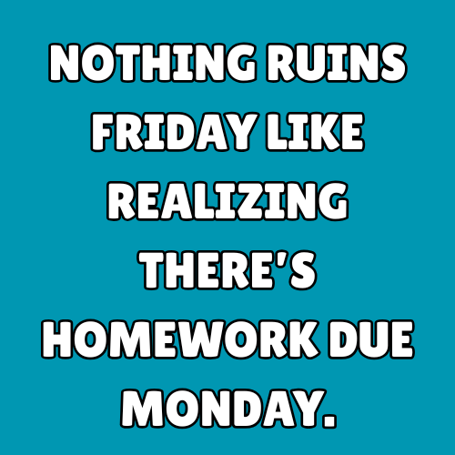 Nothing ruins Friday like realizing there’s homework due Monday.