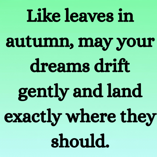 Like leaves in autumn, may your dreams drift gently and land exactly where they should.
