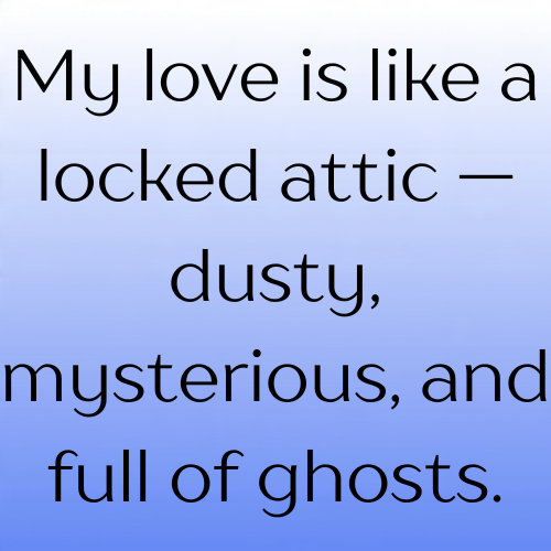 My love is like a locked attic — dusty, mysterious, and full of ghosts.
