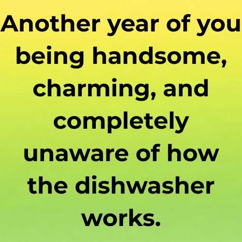 Another year of you being handsome, charming, and completely unaware of how the dishwasher works.
