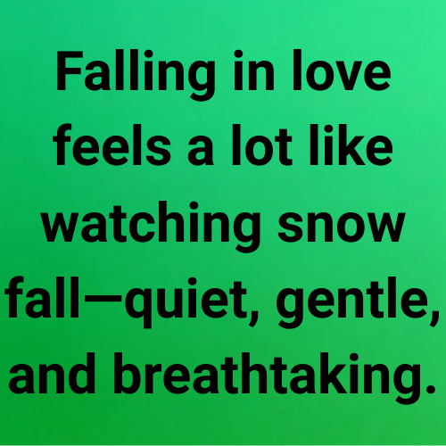 Falling in love feels a lot like watching snow fall—quiet, gentle, and breathtaking.