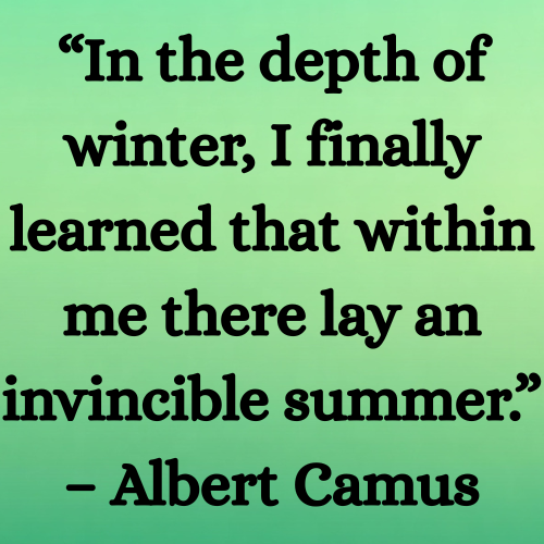 “In the depth of winter, I finally learned that within me there lay an invincible summer.” – Albert Camus