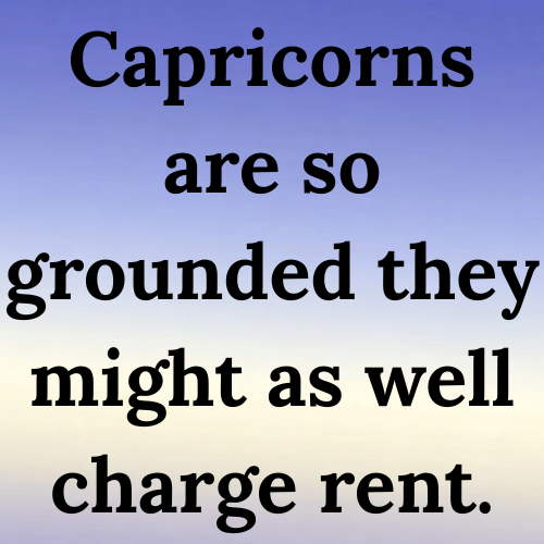 Capricorns are so grounded they might as well charge rent.