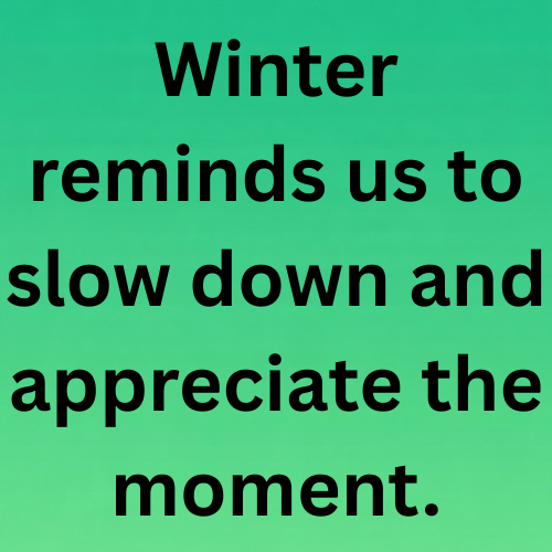Winter reminds us to slow down and appreciate the moment.