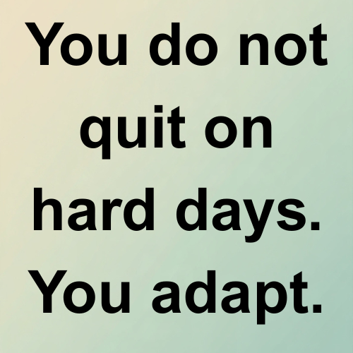 You do not quit on hard days. You adapt.
