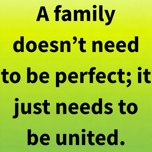 A family doesn’t need to be perfect; it just needs to be united.
