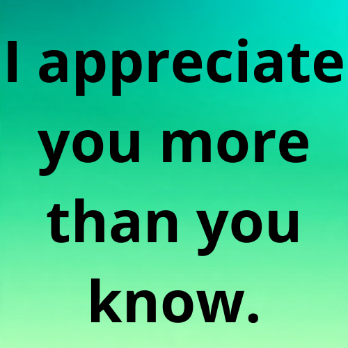 I appreciate you more than you know.