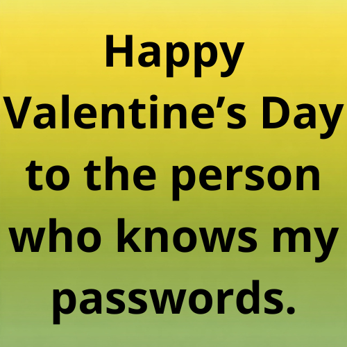 Happy Valentine’s Day to the person who knows my passwords.