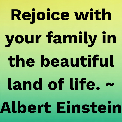 Rejoice with your family in the beautiful land of life. ~ Albert Einstein