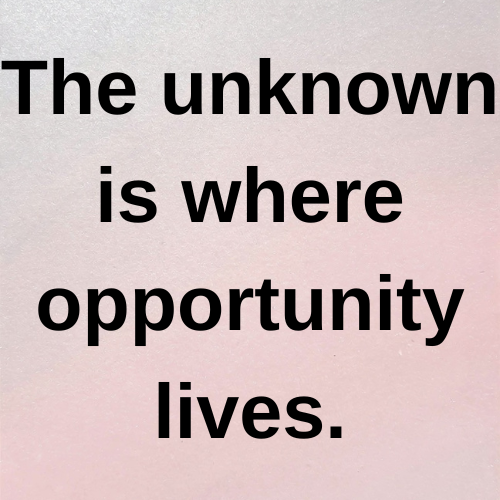 The unknown is where opportunity lives.